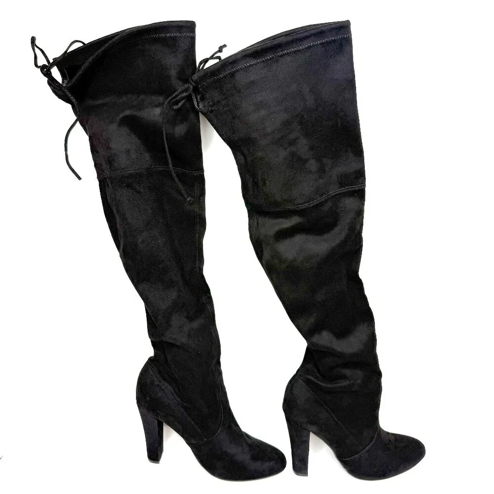Steve Madden Gorgeous Suede Over The Knee High Heel Boots 9 Black